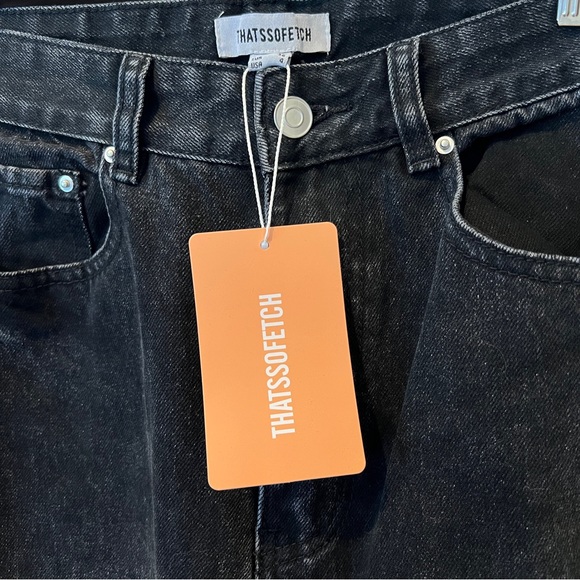 THATSSOFETCH Varski Semi-Wide Leg Black High Waisted Raw Hem Jeans - Picture 7 of 11